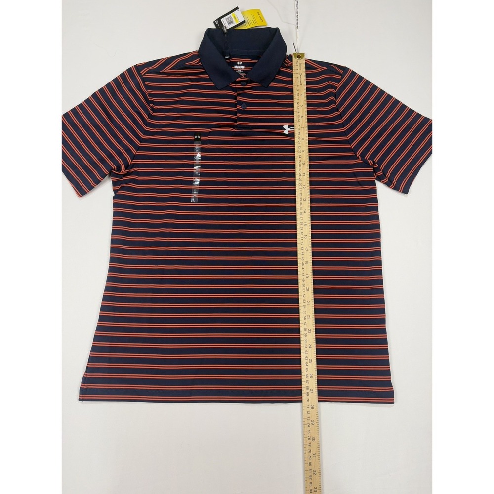 NWT Under Armour Men Polo Shirt M Blue/Orange Loose Logo Performance Golf - Picture 5 of 6